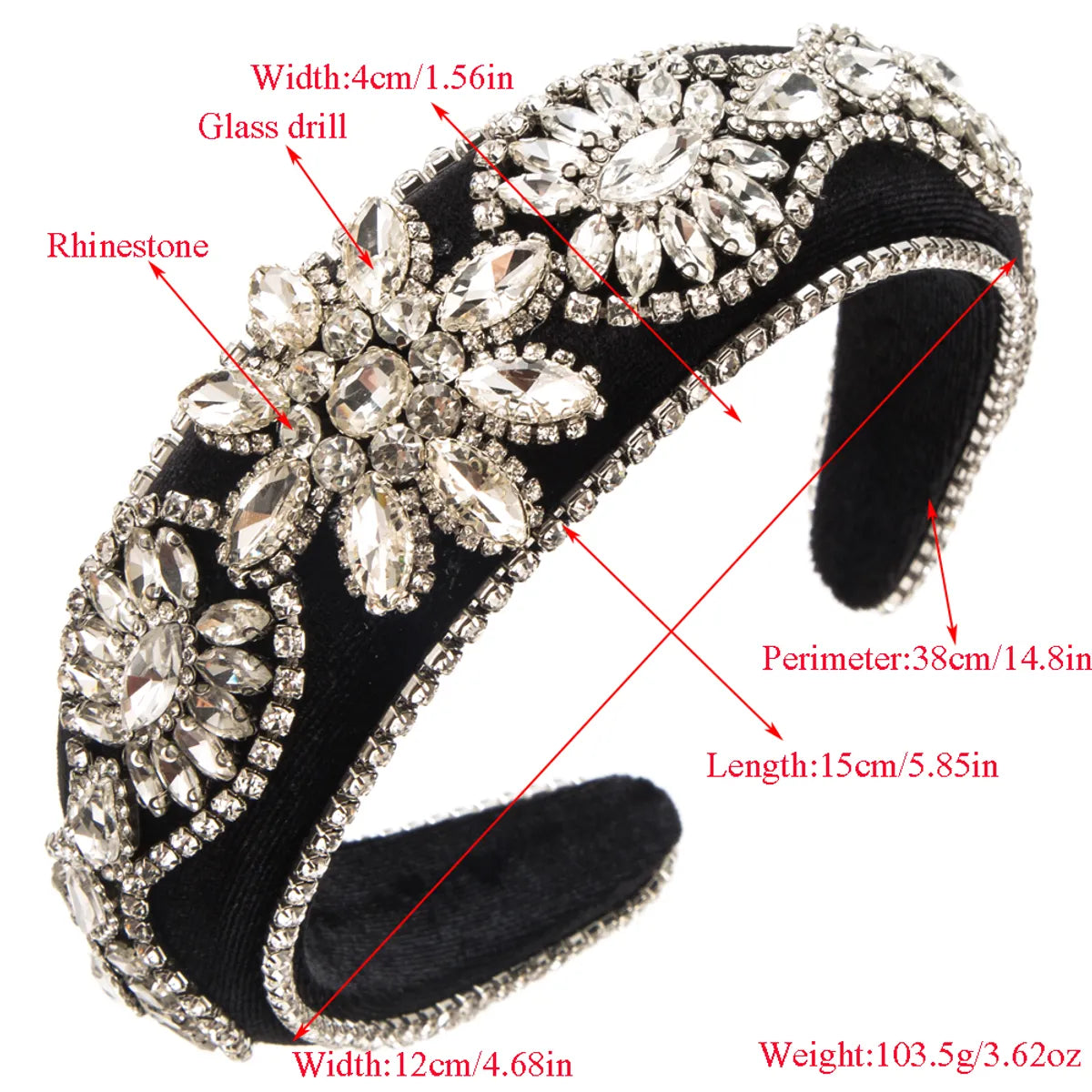 Women'S Lady Flower Sponge Inlay Rhinestones Hair Band