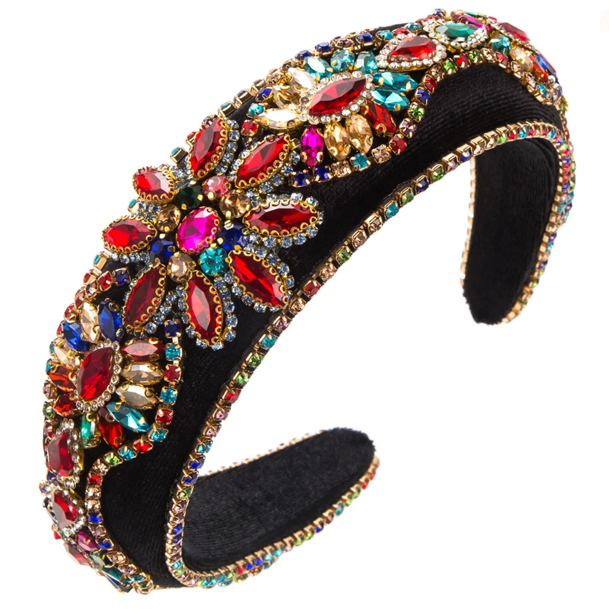 Women'S Lady Flower Sponge Inlay Rhinestones Hair Band