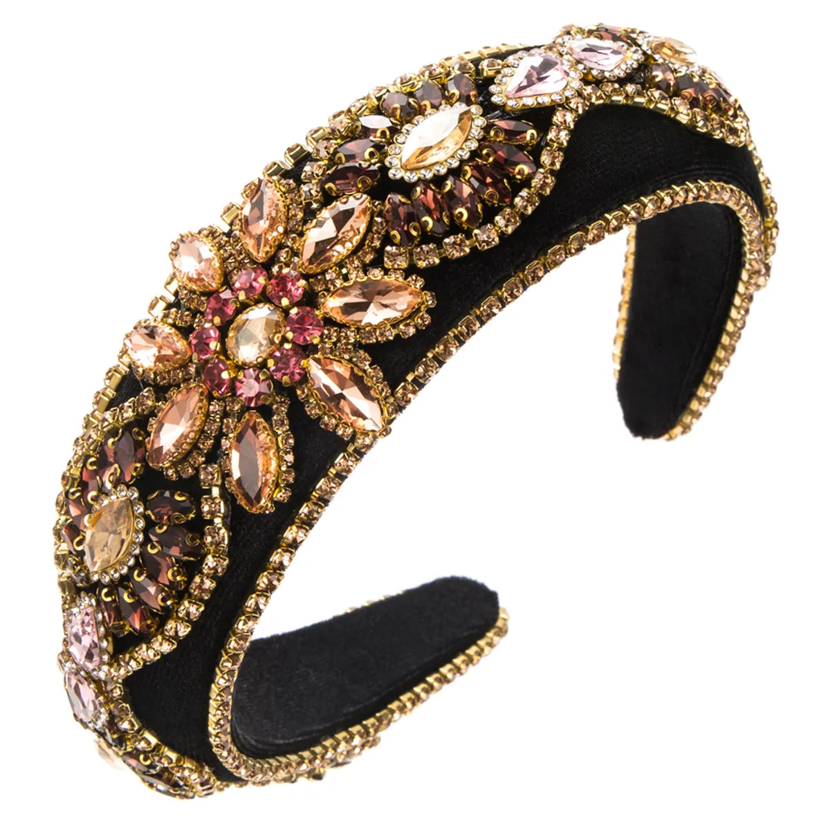 Women'S Lady Flower Sponge Inlay Rhinestones Hair Band