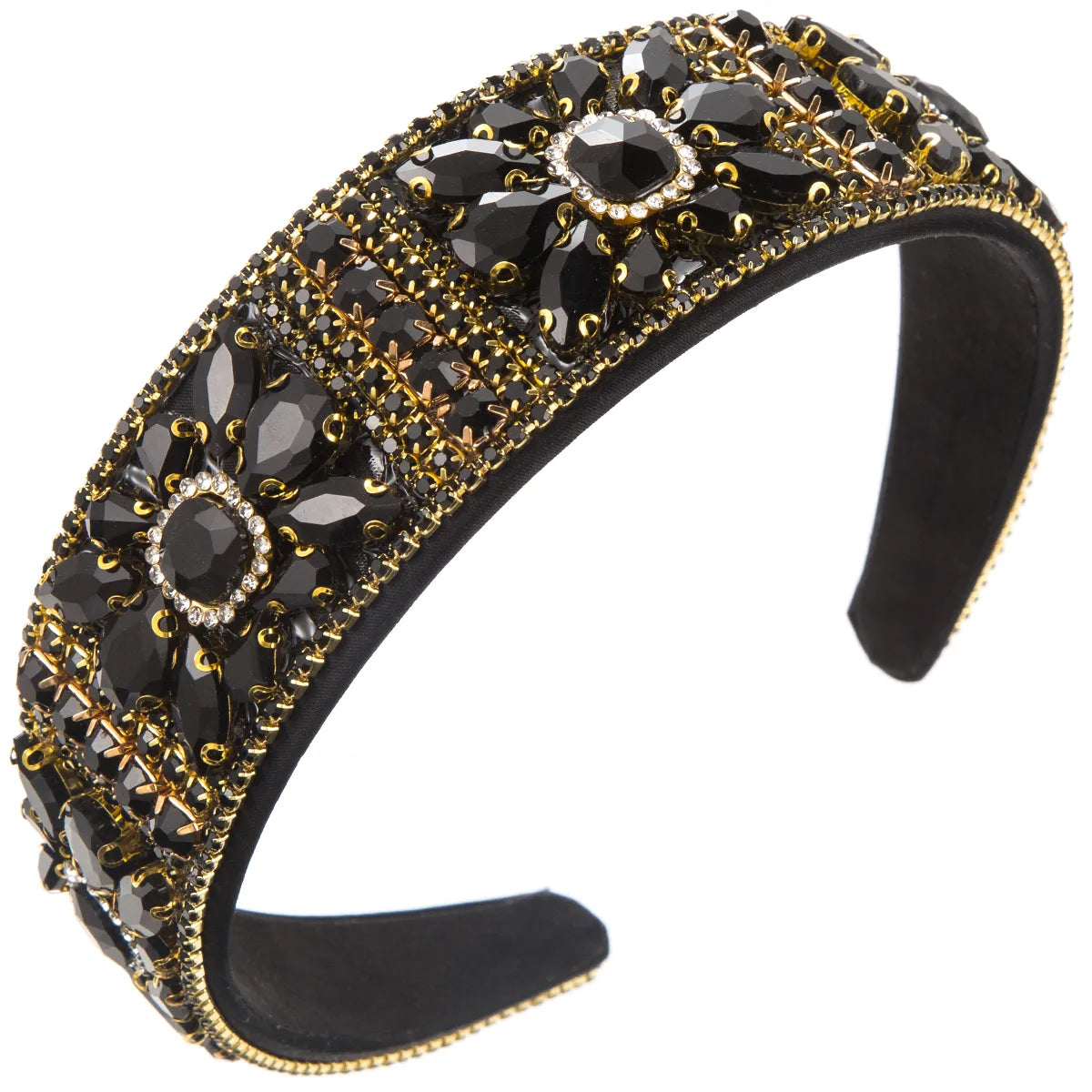 Women'S Lady Modern Style Korean Style Flower Alloy Inlay Rhinestones Glass Hair Band