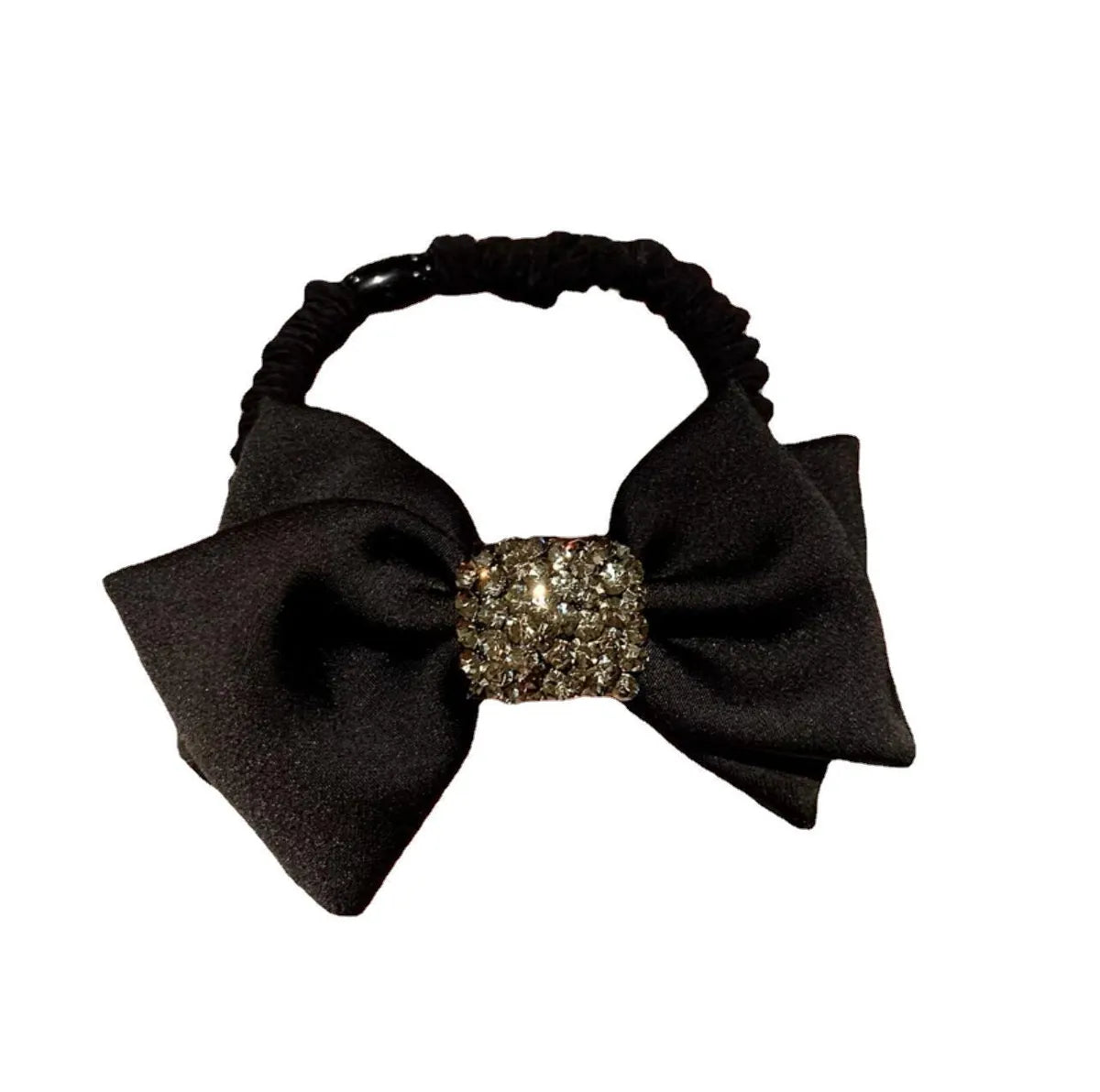 Women'S Lady Solid Color Rhinestone Bowknot Hair Tie