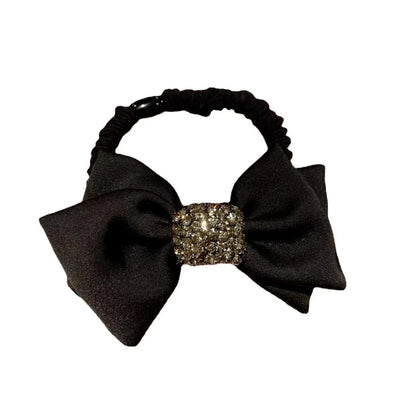 Women'S Lady Solid Color Rhinestone Bowknot Hair Tie