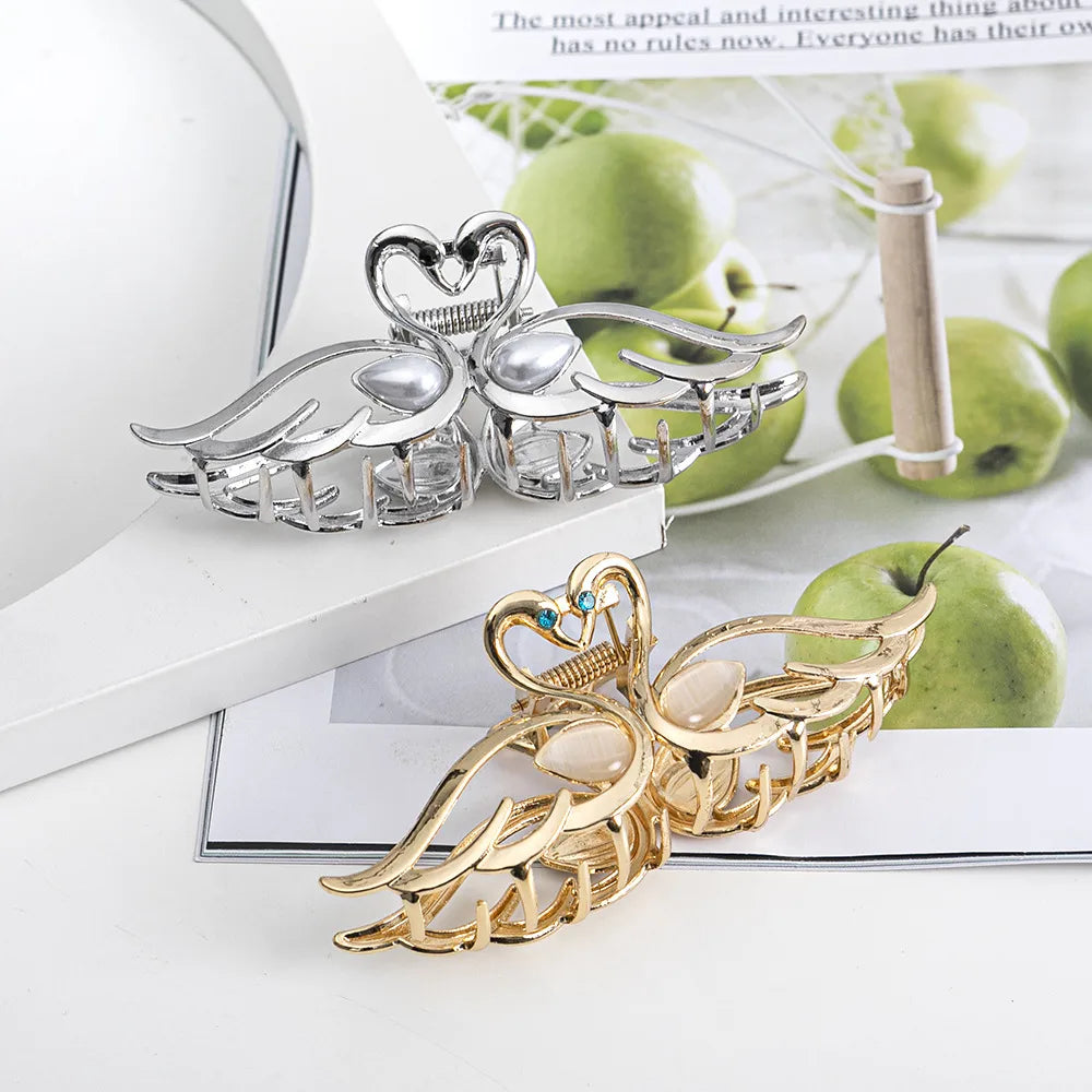 Women'S Lady Swan Metal Plating Hair Claws