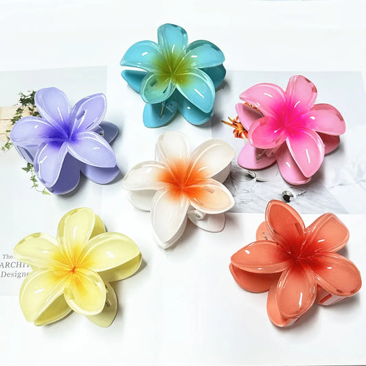 Women'S Lady Sweet Korean Style Flower Plastic Hair Claws