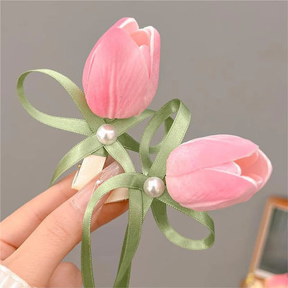 Women'S Lady Tulip Cloth Hair Clip Hair Tie