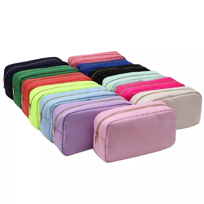 Women'S Large All Seasons Nylon Canvas Solid Color Classic Style Embroidery Pillow Shape Zipper Cosmetic Bag