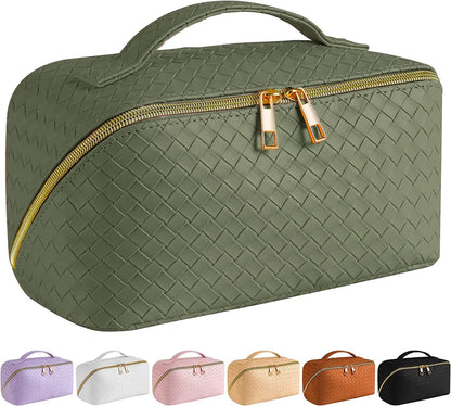 Women'S Large All Seasons Pu Leather Solid Color Basic Pillow Shape Zipper Cosmetic Bag