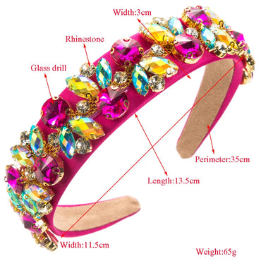 Women'S Luxurious Baroque Style Geometric Cloth Inlay Rhinestones Glass Hair Band