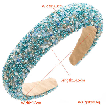 Women'S Luxurious Pearl Cloth Inlay Natural Stone Hair Band