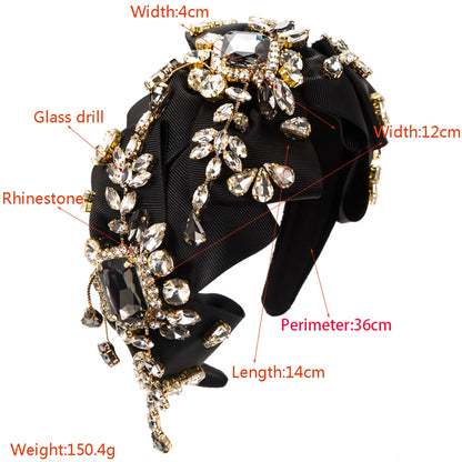 Women'S Luxurious Shiny Bow Knot Cloth Inlay Rhinestones Glass Hair Band