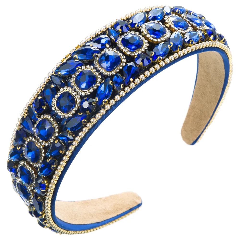 Women'S Luxurious Shiny Geometric Cloth Inlay Rhinestones Glass Hair Band