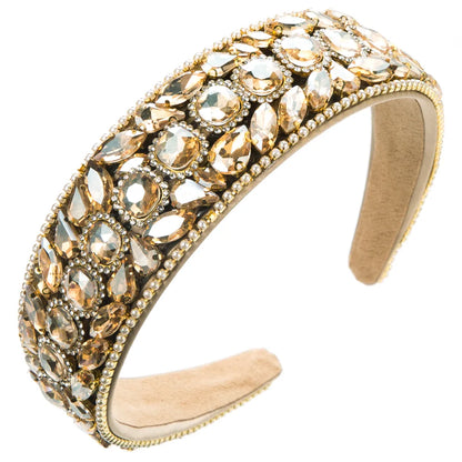 Women'S Luxurious Shiny Geometric Cloth Inlay Rhinestones Glass Hair Band