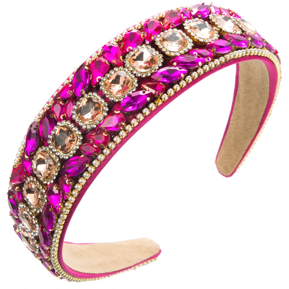 Women'S Luxurious Shiny Geometric Cloth Inlay Rhinestones Glass Hair Band