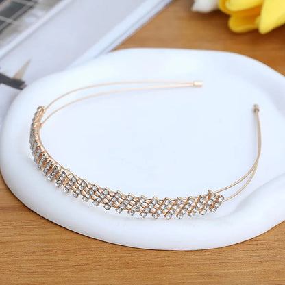 Women'S Luxurious Simple Style Solid Color Alloy Inlay Rhinestones Hair Band