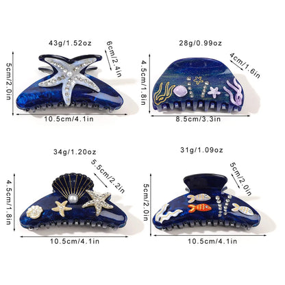 Women'S Marine Style Simple Style Starfish Fish Arylic Inlay Rhinestones Hair Claws