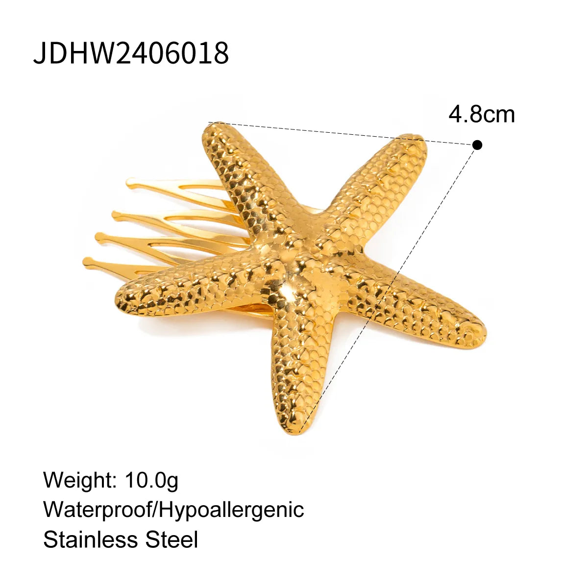 Women'S Marine Style Starfish Shell 304 Stainless Steel Hair Clip