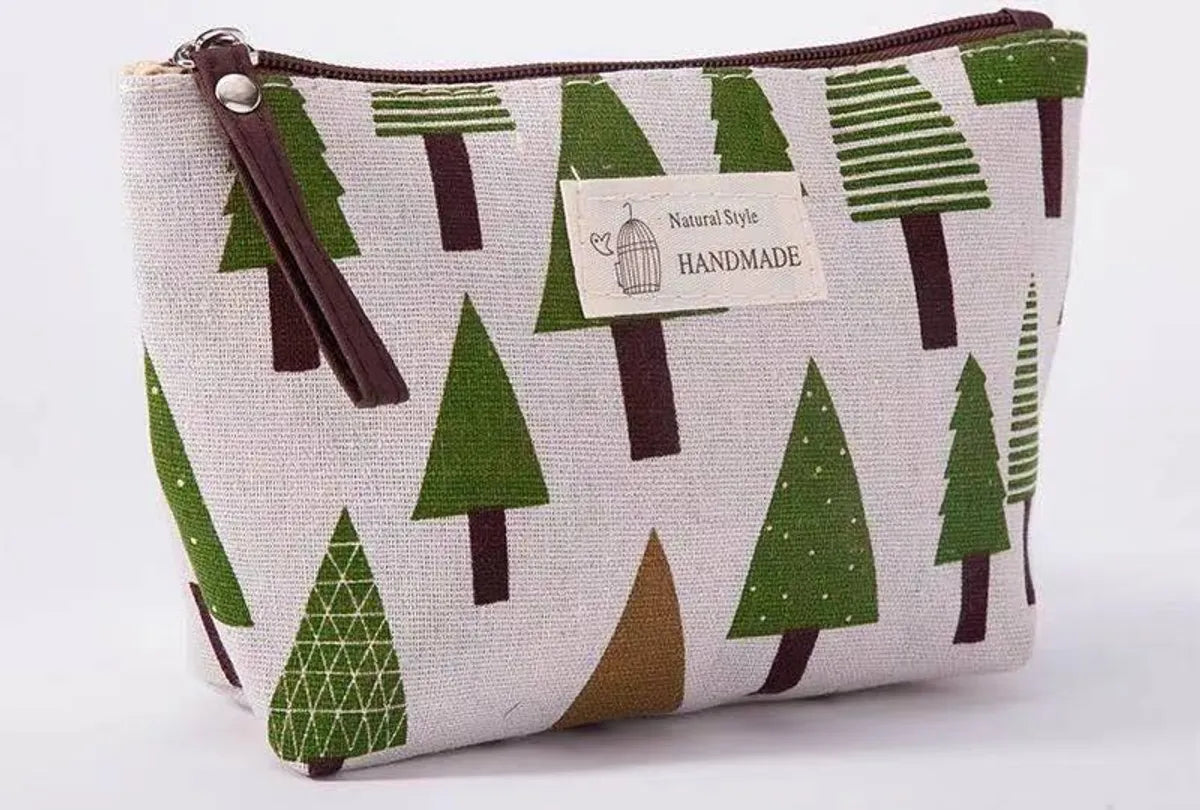 Women'S Medium All Seasons Canvas Animal Tree Lattice Streetwear Square Zipper Cosmetic Bag