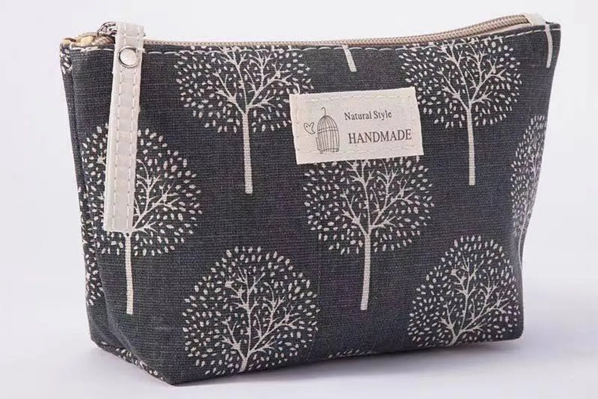 Women'S Medium All Seasons Canvas Animal Tree Lattice Streetwear Square Zipper Cosmetic Bag