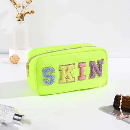 Women'S Medium All Seasons Nylon Letter Fashion Square Zipper Cosmetic Bag