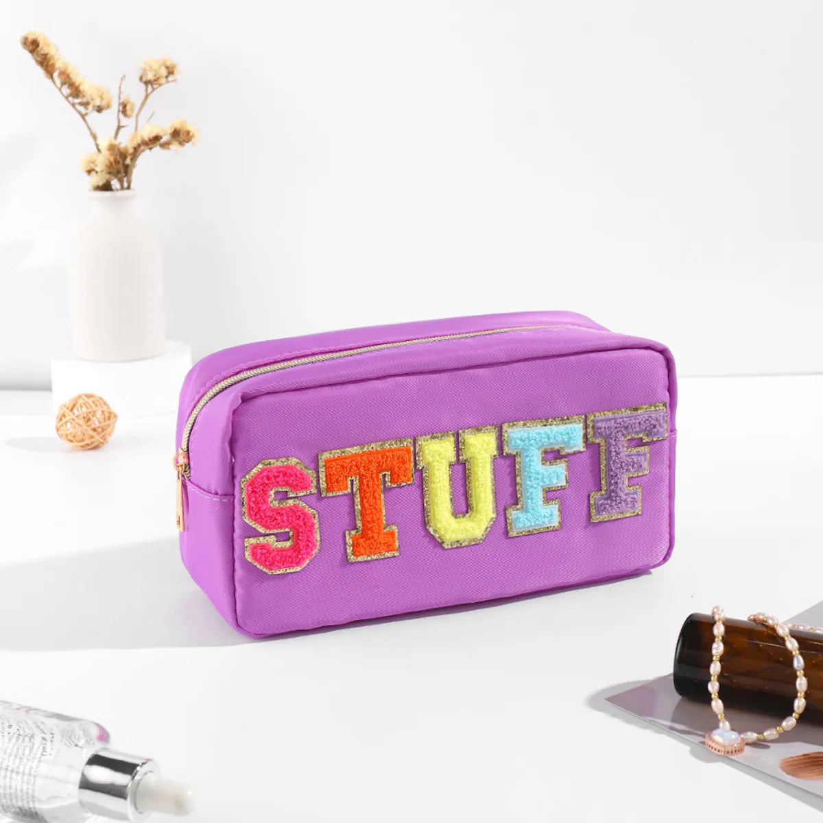 Women'S Medium All Seasons Nylon Letter Fashion Square Zipper Cosmetic Bag