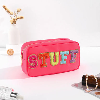 Women'S Medium All Seasons Nylon Letter Fashion Square Zipper Cosmetic Bag