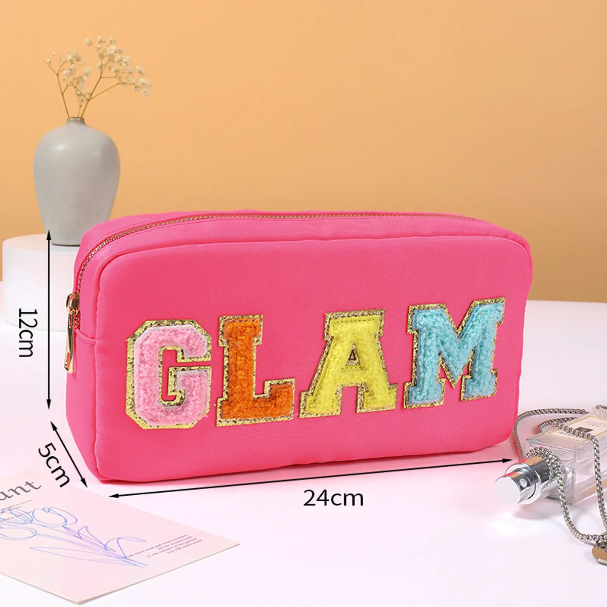 Women'S Medium All Seasons Nylon Letter Fashion Square Zipper Cosmetic Bag