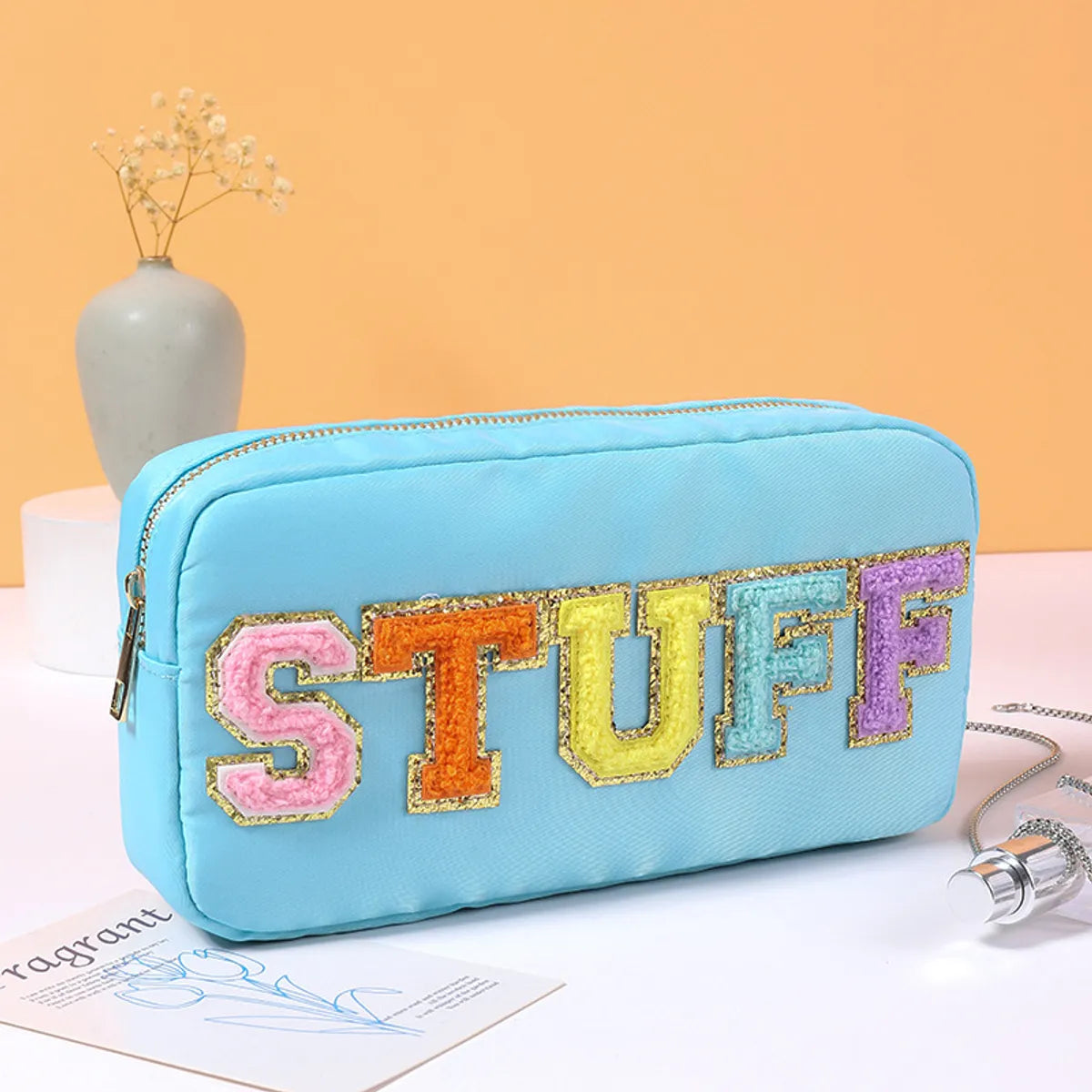 Women'S Medium All Seasons Nylon Letter Fashion Square Zipper Cosmetic Bag