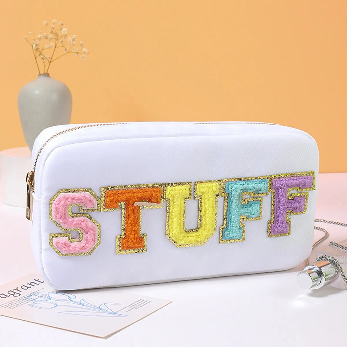 Women'S Medium All Seasons Nylon Letter Fashion Square Zipper Cosmetic Bag