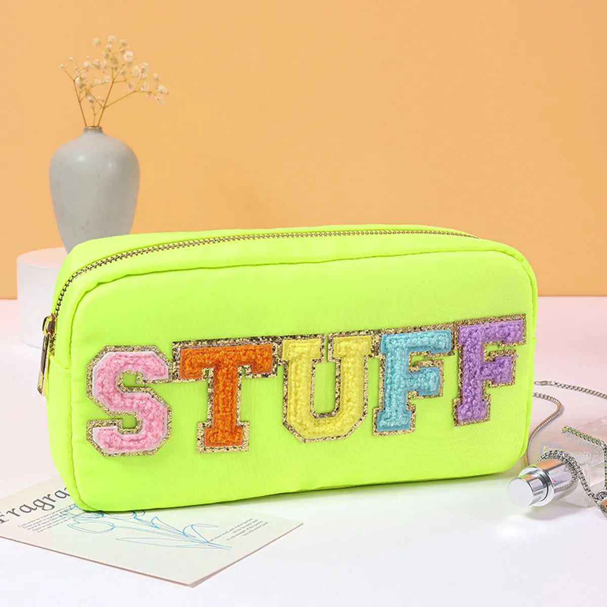 Women'S Medium All Seasons Nylon Letter Fashion Square Zipper Cosmetic Bag