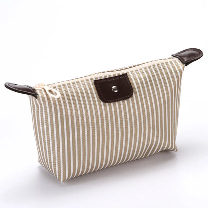 Women'S Medium All Seasons Nylon Stripe Fashion Dumpling Shape Zipper Cosmetic Bag