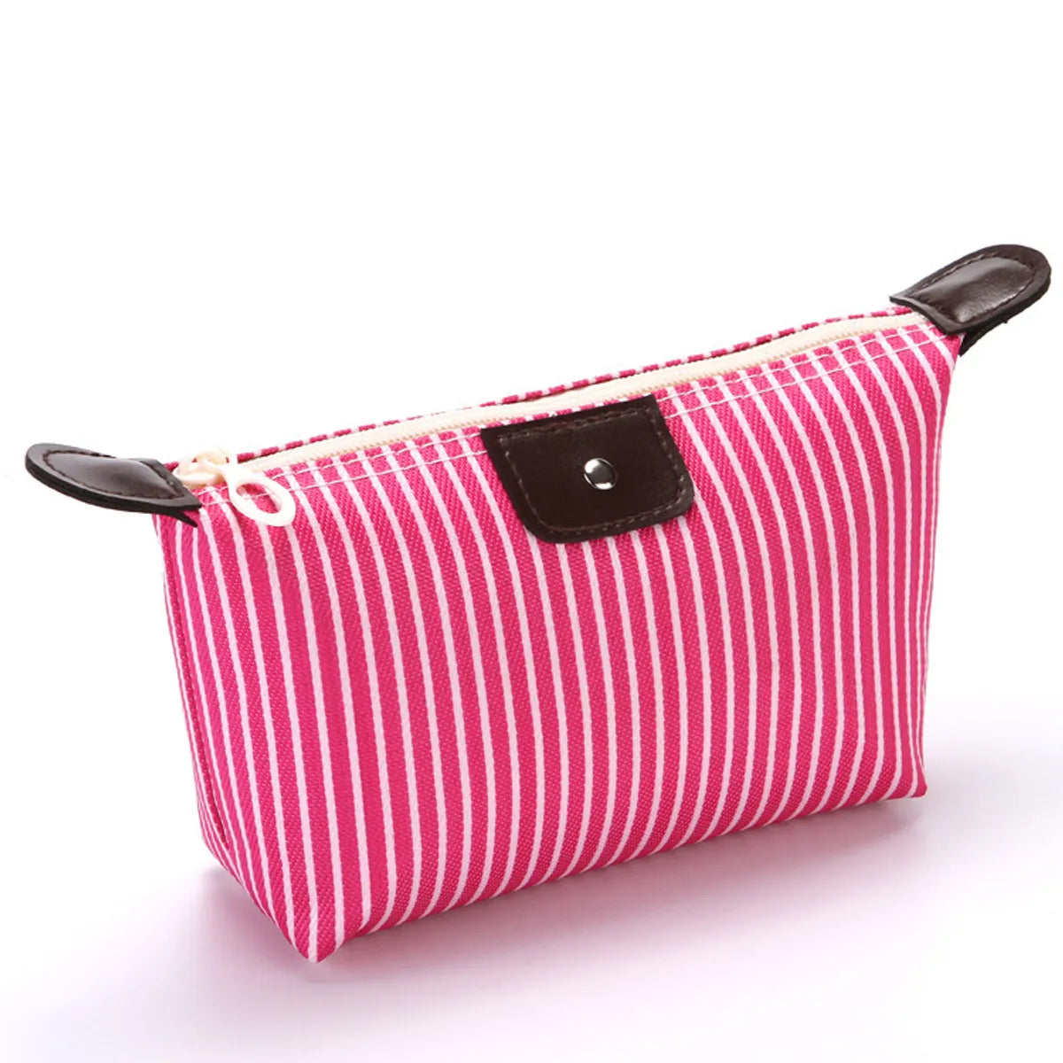 Women'S Medium All Seasons Nylon Stripe Fashion Dumpling Shape Zipper Cosmetic Bag