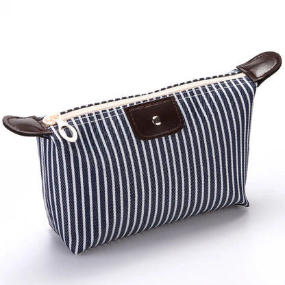 Women'S Medium All Seasons Nylon Stripe Fashion Dumpling Shape Zipper Cosmetic Bag