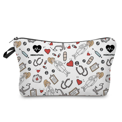 Women'S Medium All Seasons Polyester Electrocardiogram Cute Square Zipper Cosmetic Bag