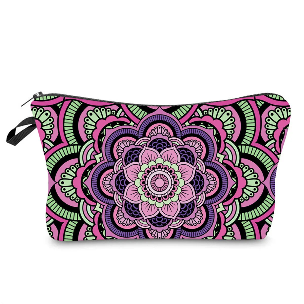 Women'S Medium All Seasons Polyester Flower Ethnic Style Square Zipper Cosmetic Bag