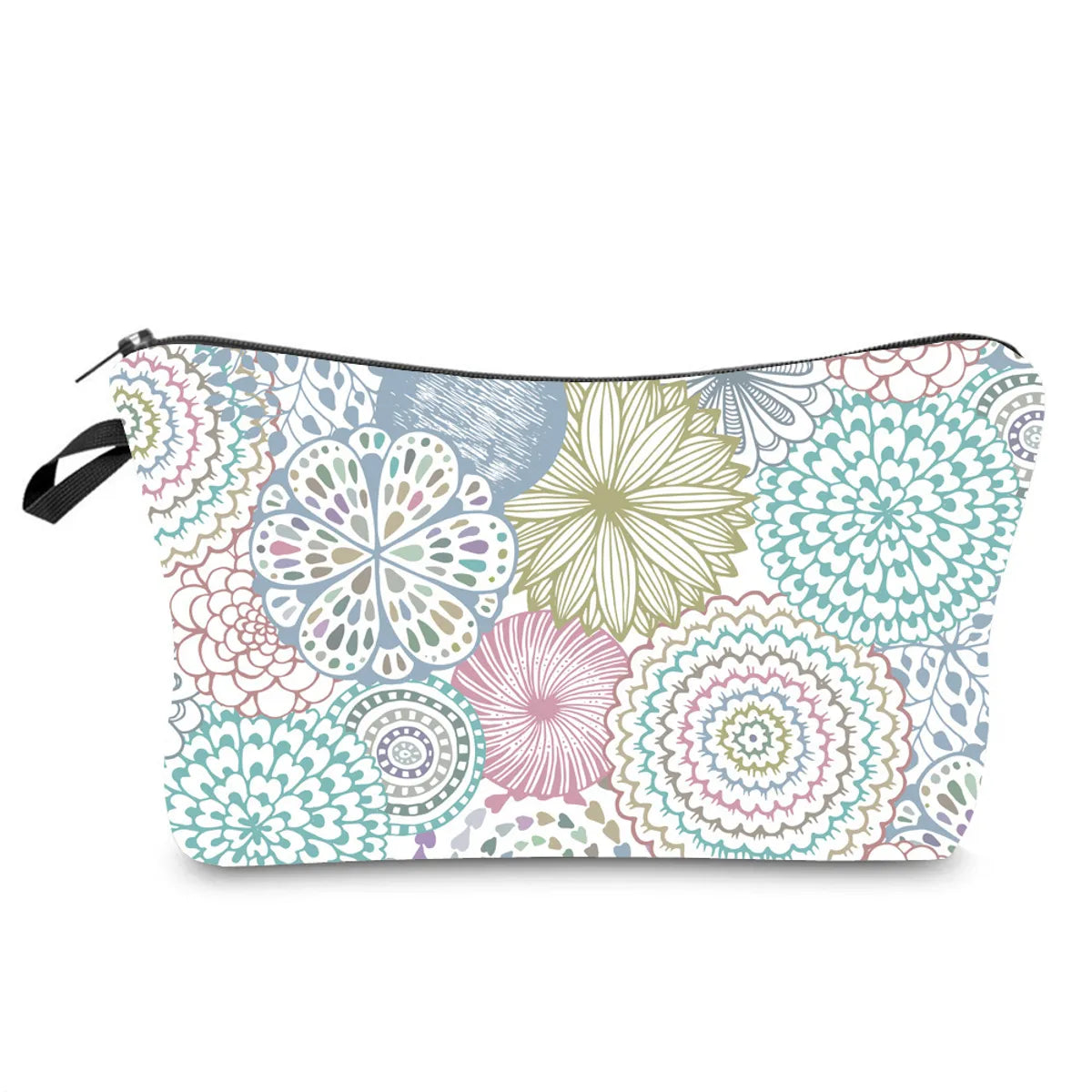 Women'S Medium All Seasons Polyester Flower Ethnic Style Square Zipper Cosmetic Bag