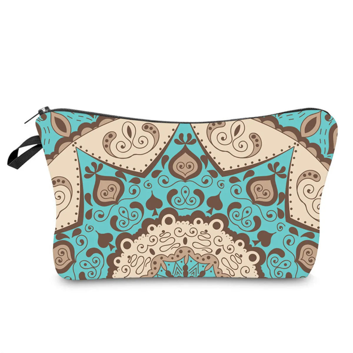 Women'S Medium All Seasons Polyester Flower Ethnic Style Square Zipper Cosmetic Bag