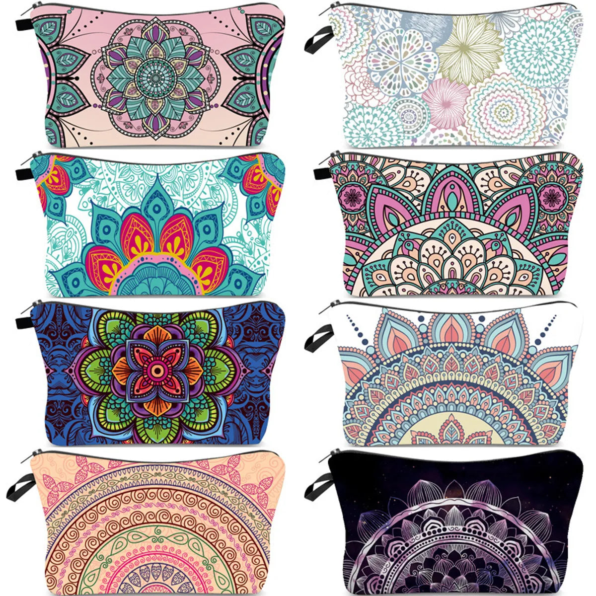 Women'S Medium All Seasons Polyester Flower Ethnic Style Square Zipper Cosmetic Bag