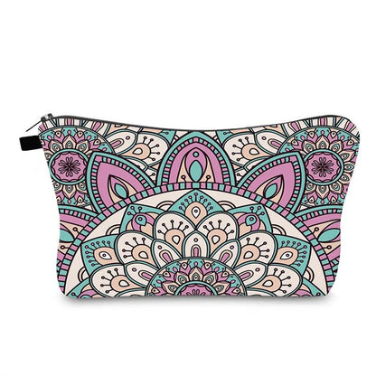 Women'S Medium All Seasons Polyester Flower Ethnic Style Square Zipper Cosmetic Bag