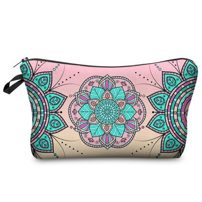 Women'S Medium All Seasons Polyester Flower Ethnic Style Square Zipper Cosmetic Bag