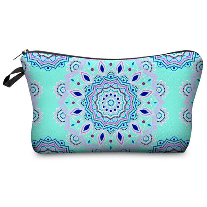 Women'S Medium All Seasons Polyester Flower Ethnic Style Square Zipper Cosmetic Bag