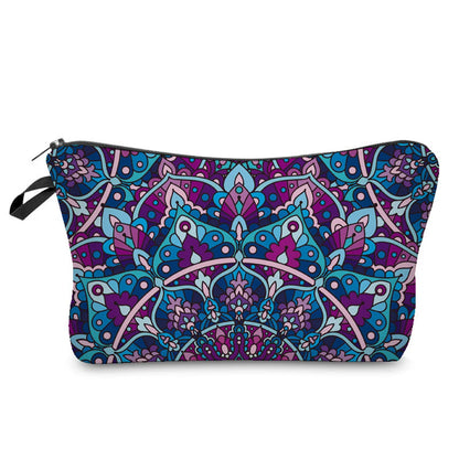 Women'S Medium All Seasons Polyester Flower Ethnic Style Square Zipper Cosmetic Bag