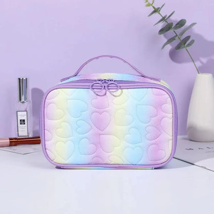 Women'S Medium All Seasons Polyester Heart Shape Fashion Square Zipper Cosmetic Bag