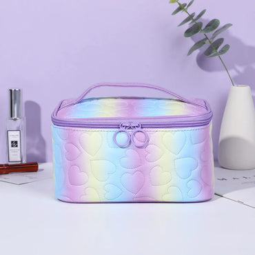 Women'S Medium All Seasons Polyester Heart Shape Fashion Square Zipper Cosmetic Bag