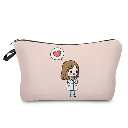 Women'S Medium All Seasons Polyester Human Cute Square Zipper Cosmetic Bag