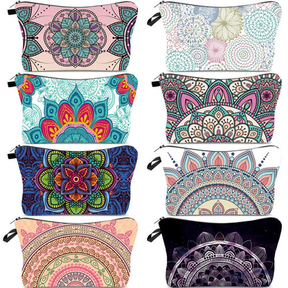 Women'S Medium All Seasons Polyester Printing Ethnic Style Dumpling Shape Zipper Cosmetic Bag