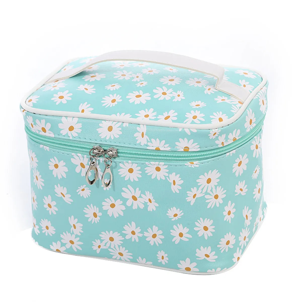 Women'S Medium All Seasons Pu Leather Daisy Fashion Bucket Zipper Cosmetic Bag