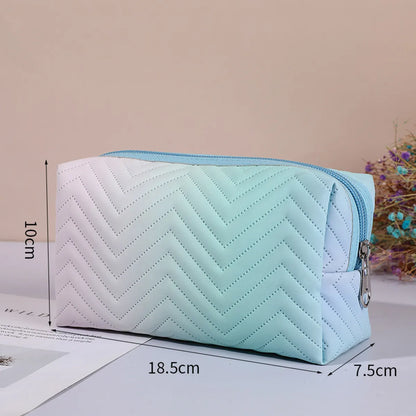 Women'S Medium All Seasons Pu Leather Gradient Color Fashion Square Zipper Cosmetic Bag