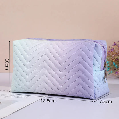 Women'S Medium All Seasons Pu Leather Gradient Color Fashion Square Zipper Cosmetic Bag