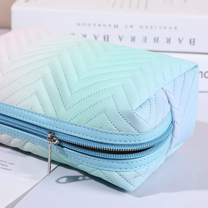 Women'S Medium All Seasons Pu Leather Gradient Color Fashion Square Zipper Cosmetic Bag