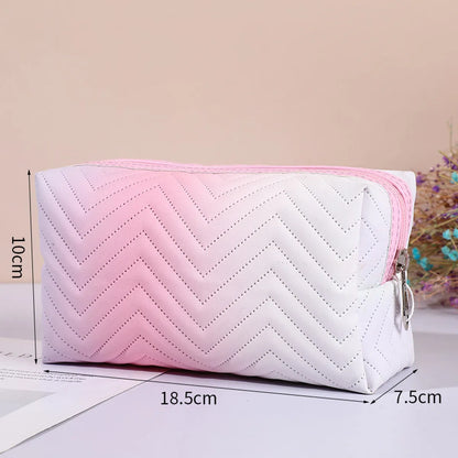 Women'S Medium All Seasons Pu Leather Gradient Color Fashion Square Zipper Cosmetic Bag